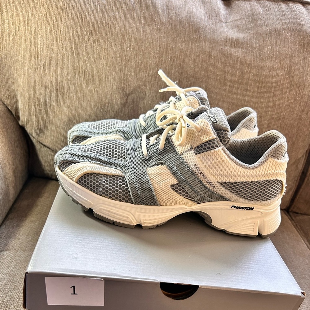 Gray and White Athletic Sneakers